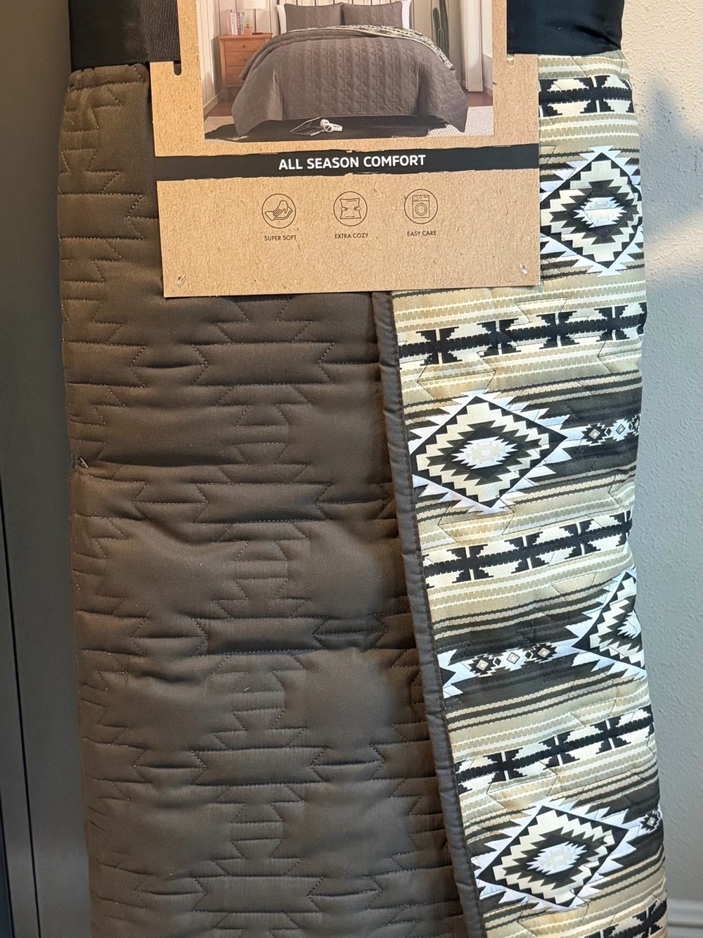 Wrangler Brown and Cream Southwestern Reversible Quilt